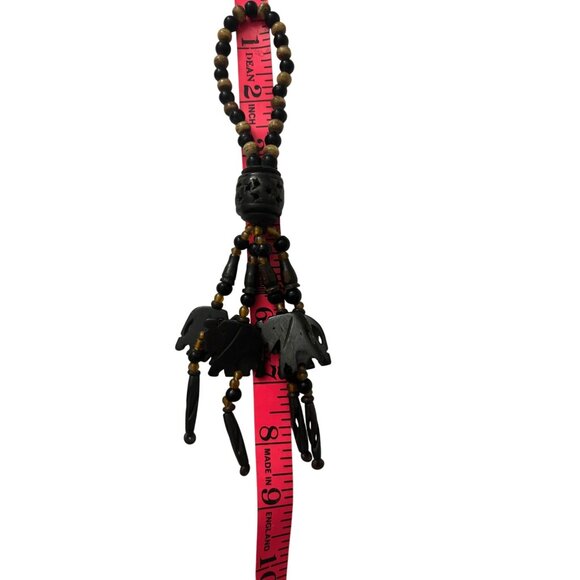 Vintage Pier One 8 Hand Carved Elephant-Themed Beaded Napkin Rings Dining - Picture 10 of 12